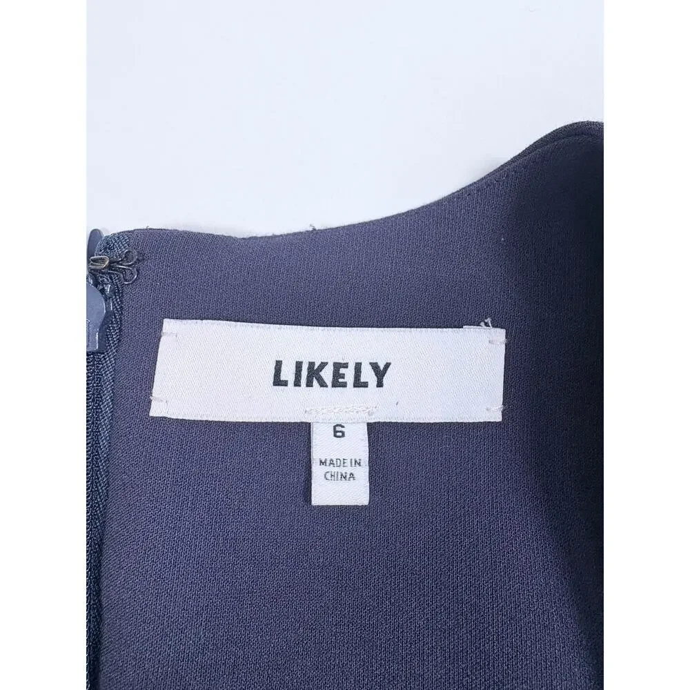 Likely Navy Blue Ruffle Hem Sheath Dress Elegant Cocktail Workwear Occasion New